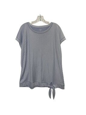 T By Talbots Short Sleeve Top‎ Womens XL Purple Striped Front Tie